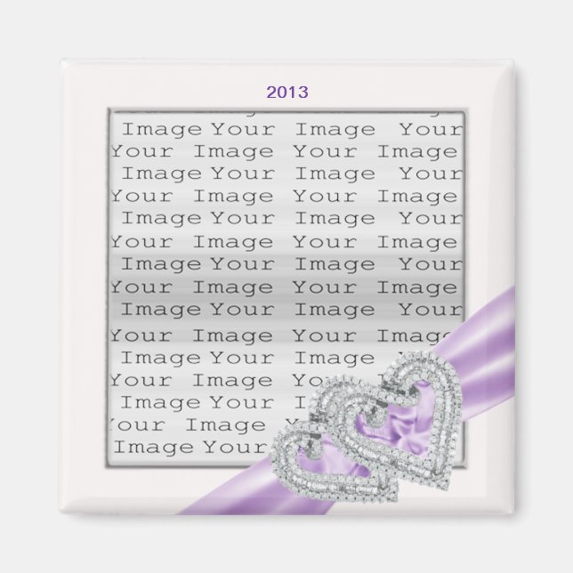 Imã Magneta de fita de Lavanda de Corações Personaliza (Frente)