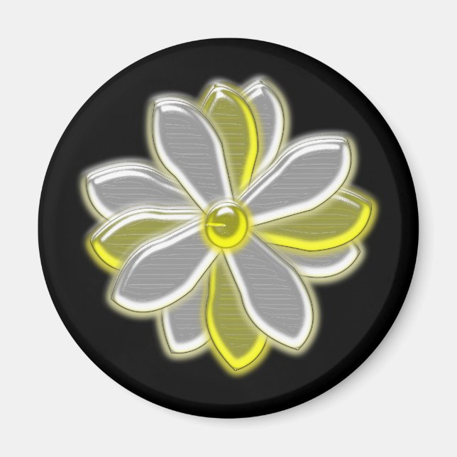 Imã Magneta de Flor de Daisy brilhante (Frente)