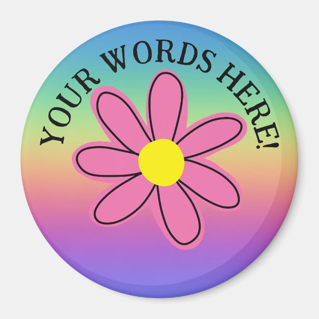 Imã Magneta de Flor Rosa-Arco-Íris Personalizada (Frente)