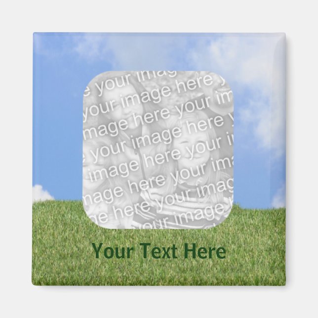 Imã Magneta de Fotografia de Grama Verde do Céu Azul (Frente)