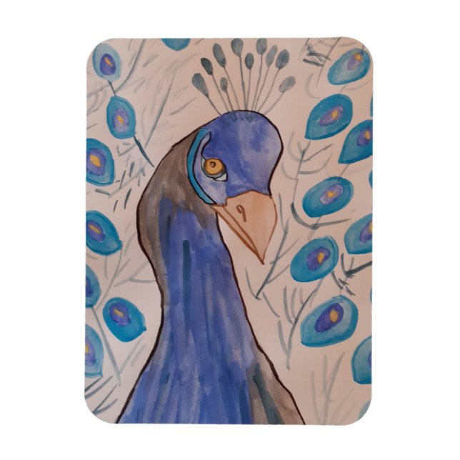 Ímã Magneta de Fotografia Flexível Azul Peacock (Vertical)