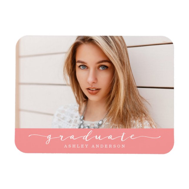 Ímã Magneta de Fotos de Graduação Clássica de Coral (Horizontal)