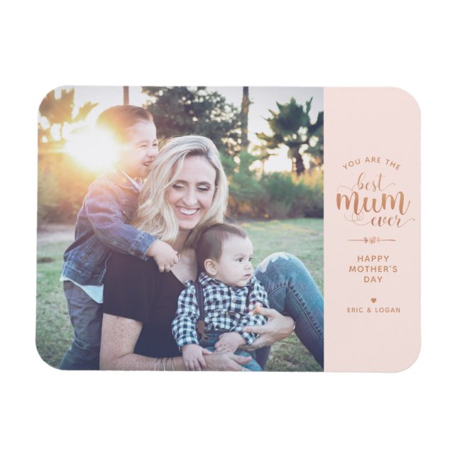 Ímã Magneta de fotos Ever e Rosa Dourada da melhor Mãe (Horizontal)