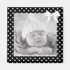 Imã Magneta de Fotos Pontiladas de Polka Preta e Branc