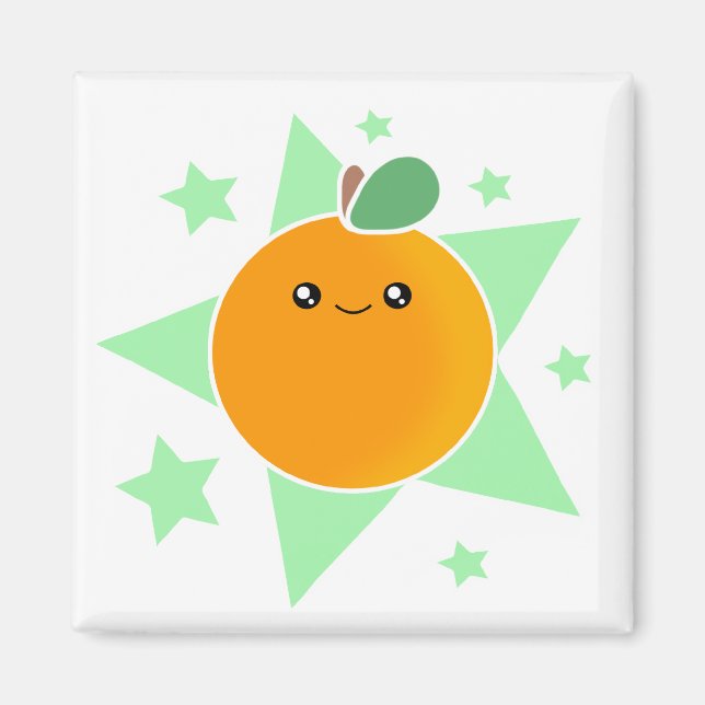 Imã Magneta de Fruta Laranja Kawaii (Frente)