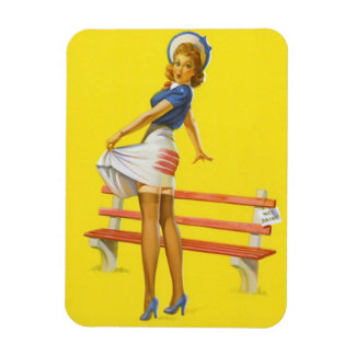Ímã Magneta de Garota de Vintage Bonita