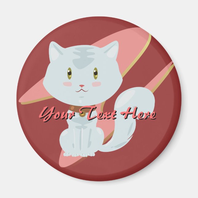 Imã Magneta de gato branco (Frente)