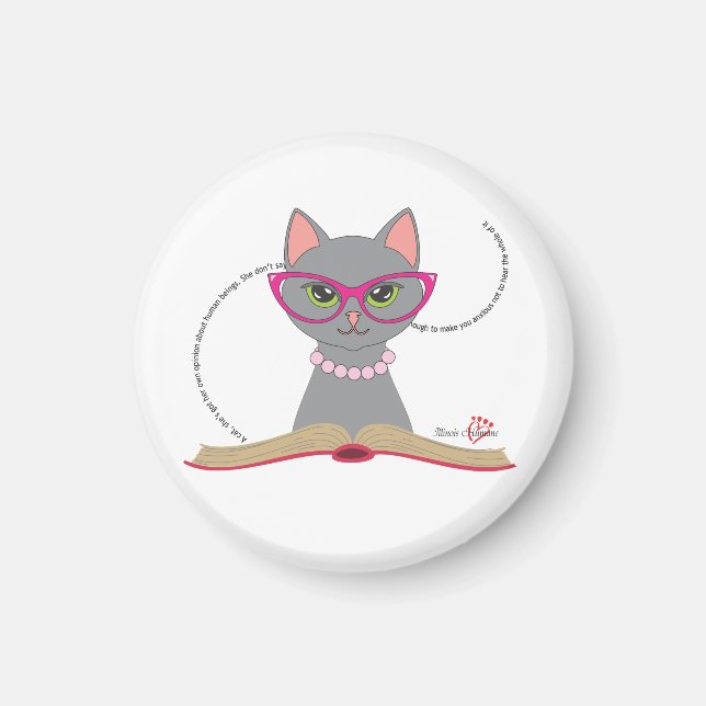 Imã Magneta de Gato de Livro (Frente)