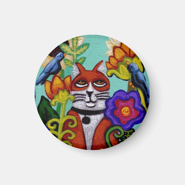 Imã Magneta de Gato e Quatro Aves (Frente)