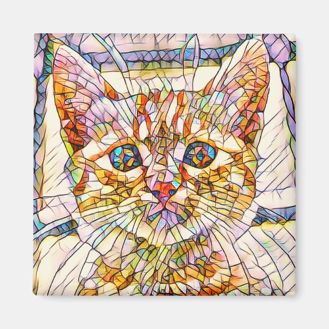 Imã Magneta de gato mosaico (Frente)