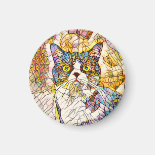 Imã Magneta de gato mosaico