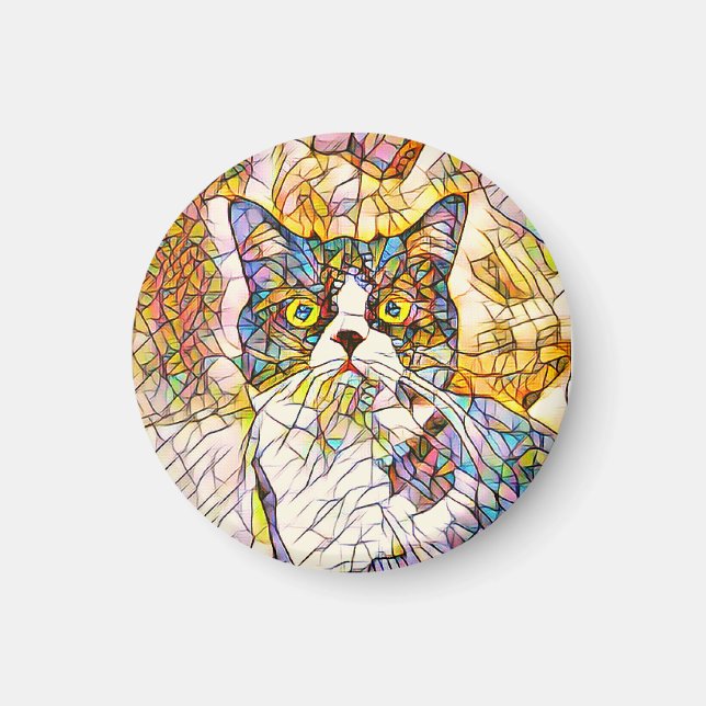 Imã Magneta de gato mosaico (Frente)