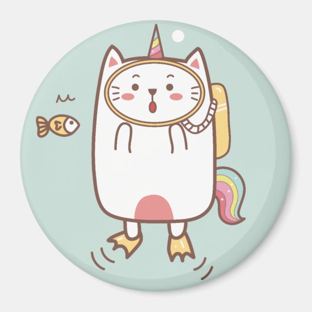 Imã Magneta de Gato Unicorn (Frente)