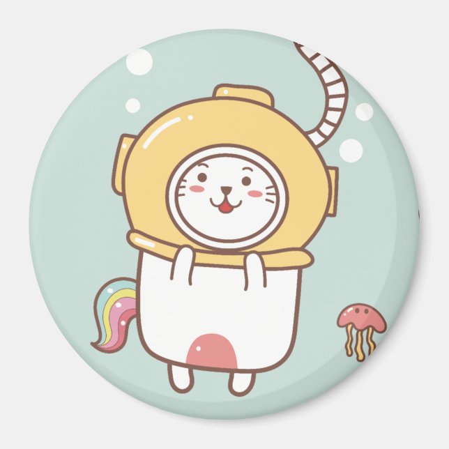 Imã Magneta de Gato Unicorn (Frente)