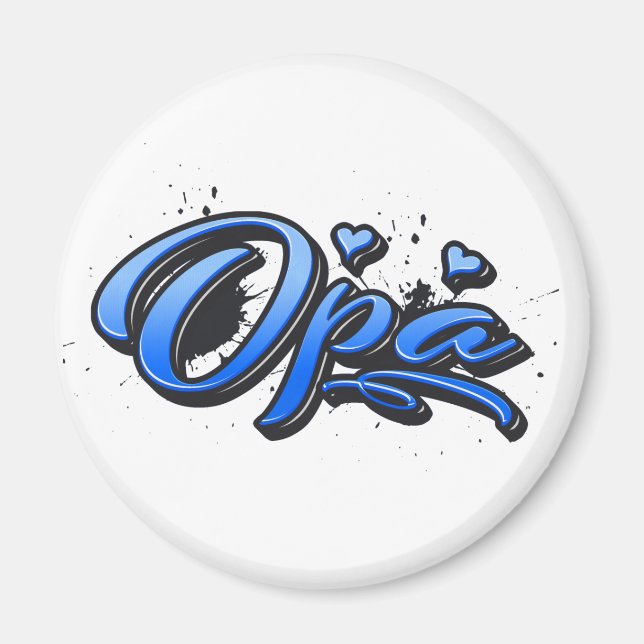 Imã Magneta de Grafite de Coração Azul Opa (Frente)