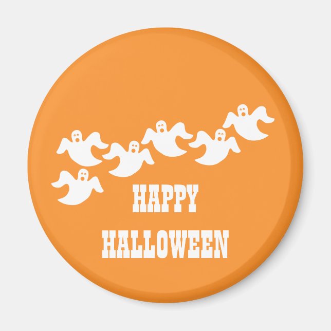 Imã Magneta de Halloween do Partido Fantasma, Laranja (Frente)