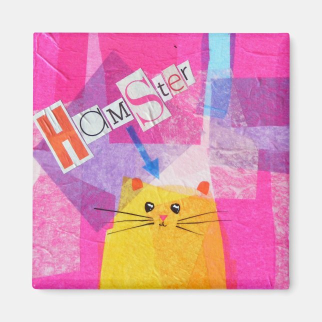 Imã Magneta de Hamster Rosa (Frente)