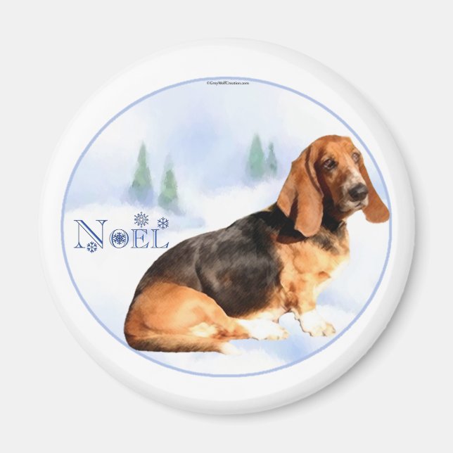 Imã Magneta de Hound Noel Basset (Frente)