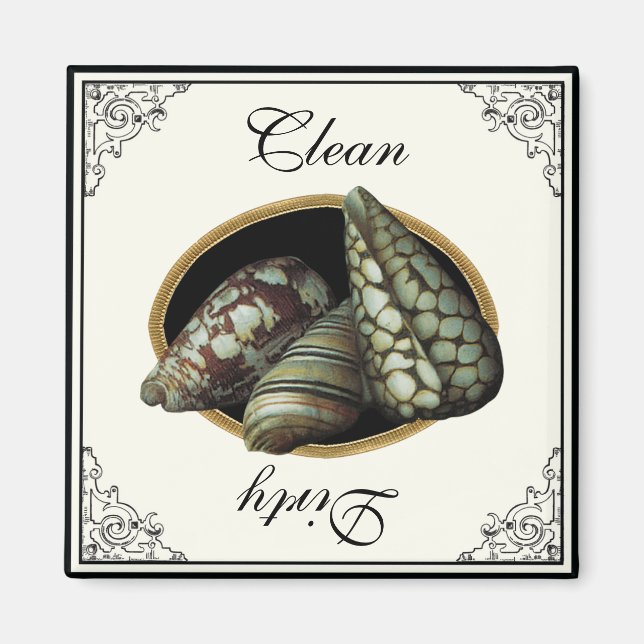 Imã Magneta de lava-louça limpa e preta (Frente)