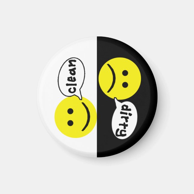 Imã Magneta de lavadora de louça limpa e suja (Frente)