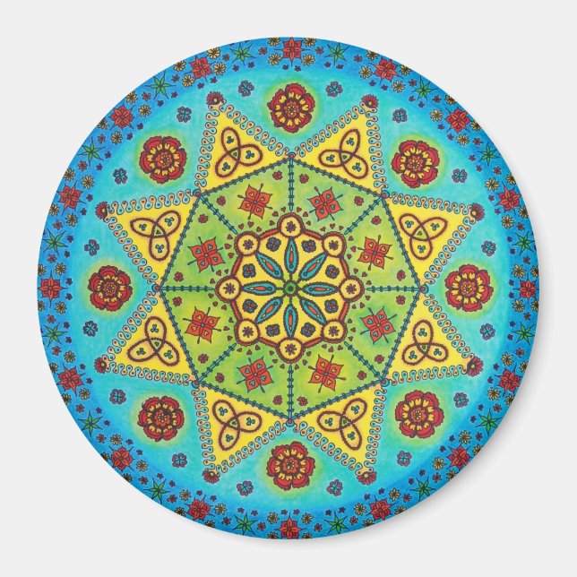 Imã Magneta de Mandala da Estrela Flor (Frente)
