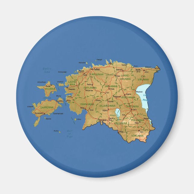Imã Magneta de Mapa Estônia (Frente)