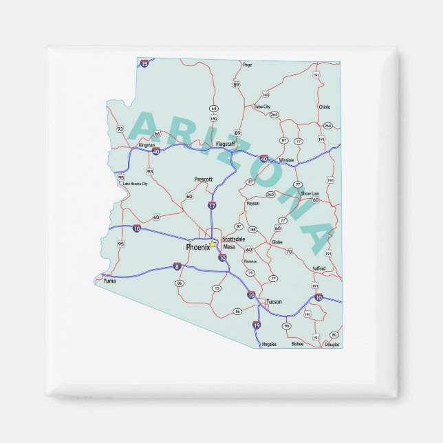 Imã Magneta de Mapa Interestadual de arizona (Frente)