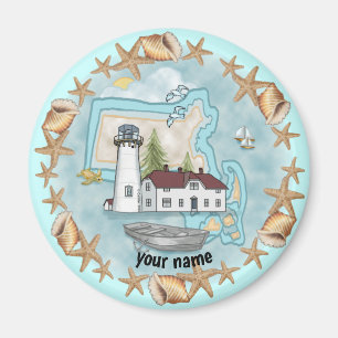 Imã Magneta de Massachusetts Shells Lighthouse