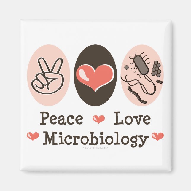 Imã Magneta de Microbiologia Peace Love (Frente)