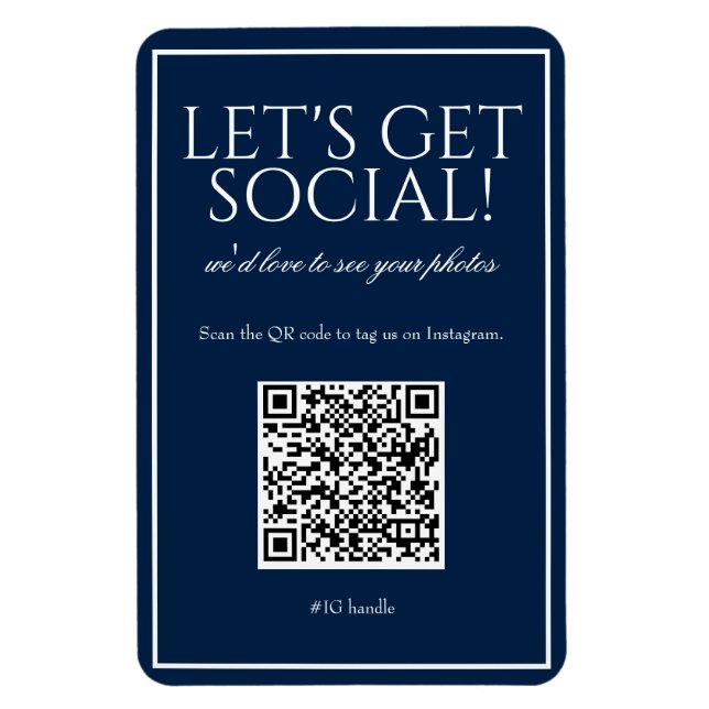 Ímã Magneta de mídia social de código QR azul simples  (Vertical)