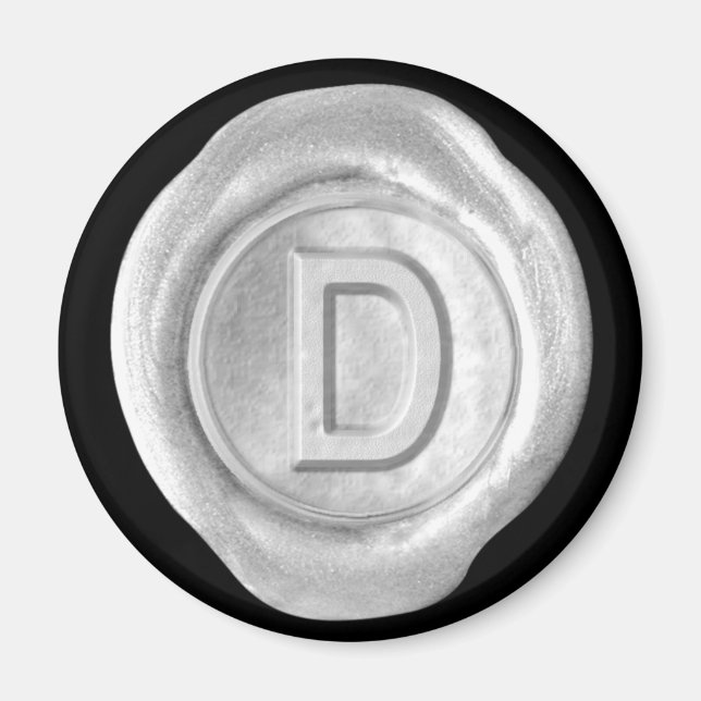 Imã Magneta de monograma de cera - Prata - Estilo dour (Frente)