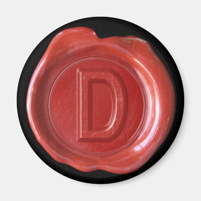 Imã Magneta de monograma de cera - Vermelho - Estilo d (Frente)