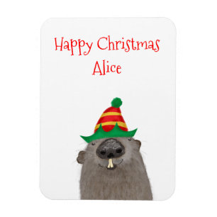 Ímã Magneta de Natal de marmota personalizada