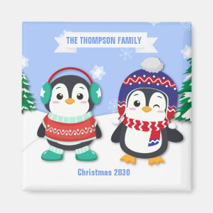Imã Magneta de Natal de Pinguim Personalizado Bonito