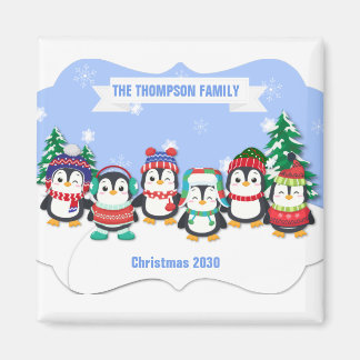 Imã Magneta de Natal de Seis Pinguins, Bonita Personal