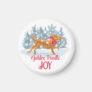 Imã Magneta de Natal do poodle ouro