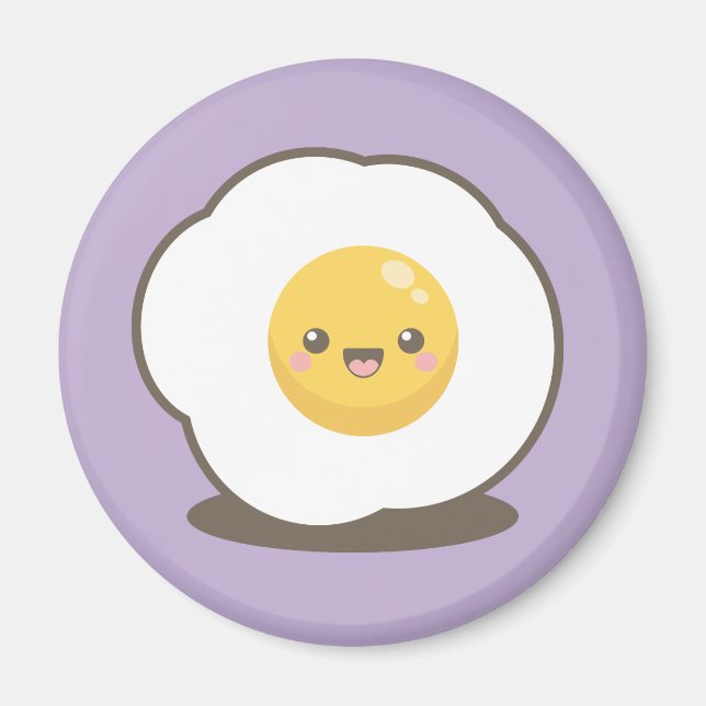 Imã Magneta de Ovos Feliz Kawaii Fried (Frente)