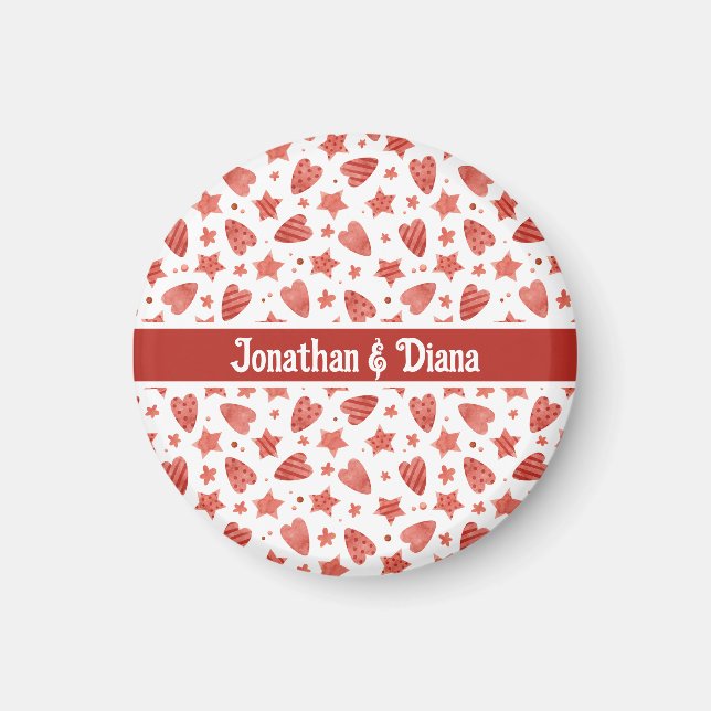 Imã Magneta de padrão de namorados e estrelas (Frente)