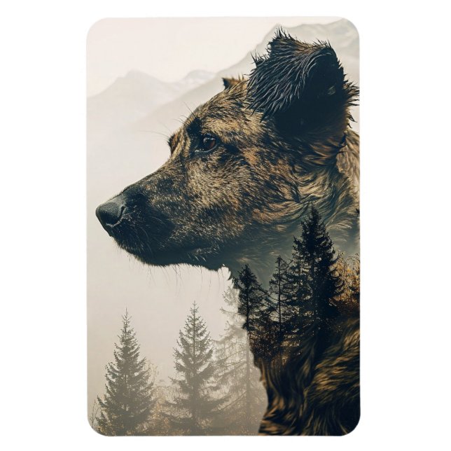 Ímã Magneta de Paisagem da Floresta de Cachorro Russa (Vertical)