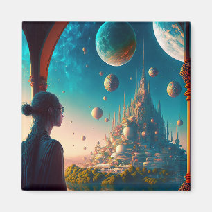 Imã Magneta de Paisagem do Castelo de Fantasia Futurís