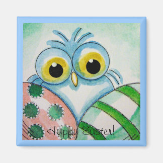 Imã Magneta de Páscoa Blue Baby Owl