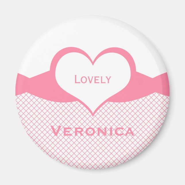 Imã Magneta de Peixe Sassy Heart, Rosa (Frente)