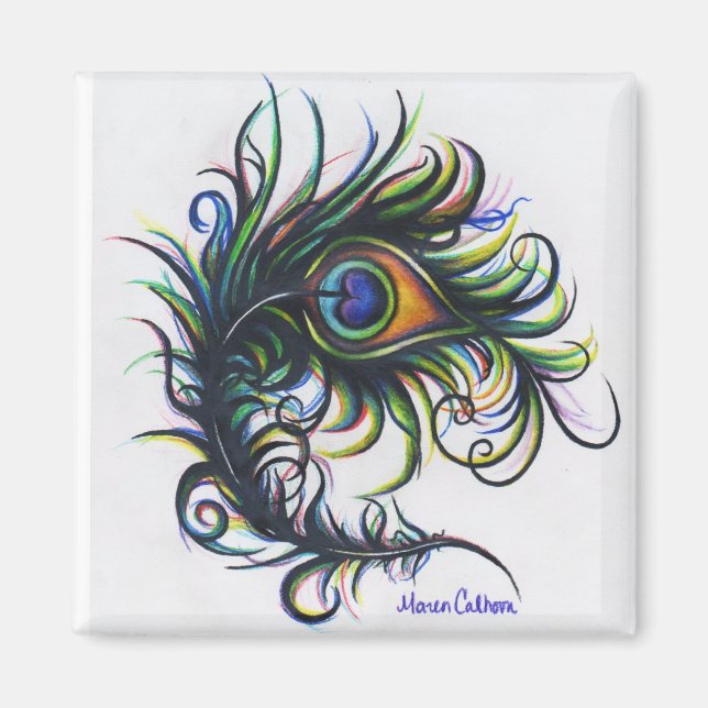 Imã Magneta de pena de peacock (Frente)