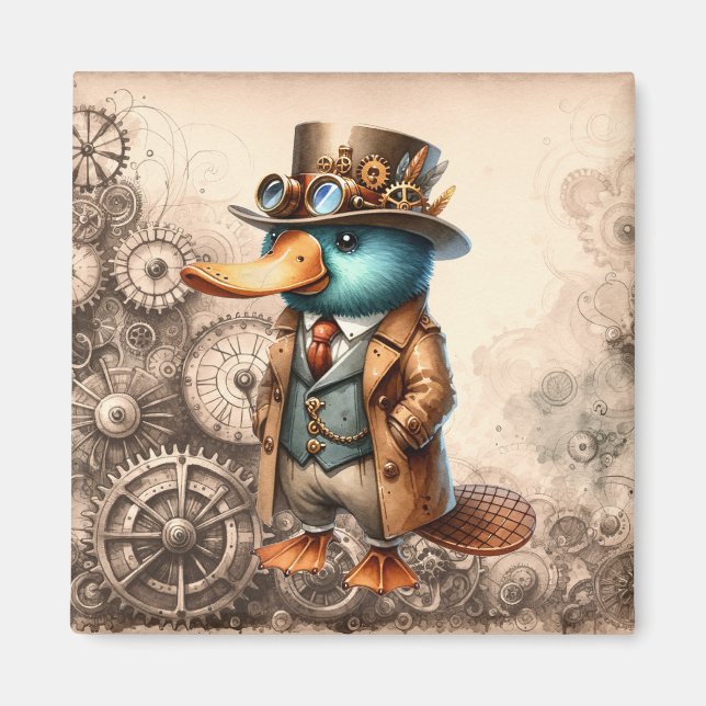 Imã Magneta de Platypus Steampunk (Frente)