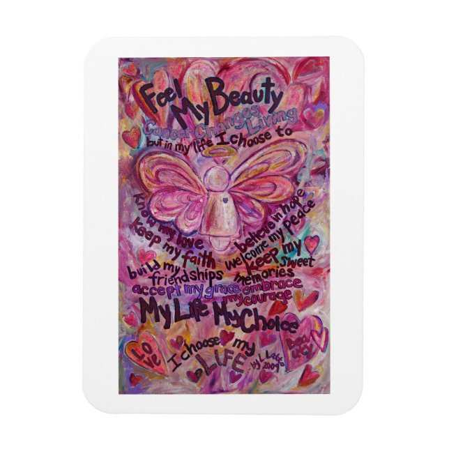 Ímã Magneta de Poem do Cancer Anjo Rosa (Vertical)