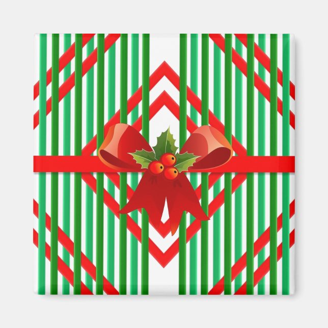 Imã Magneta de presente de Arco vermelho e verde com r (Frente)