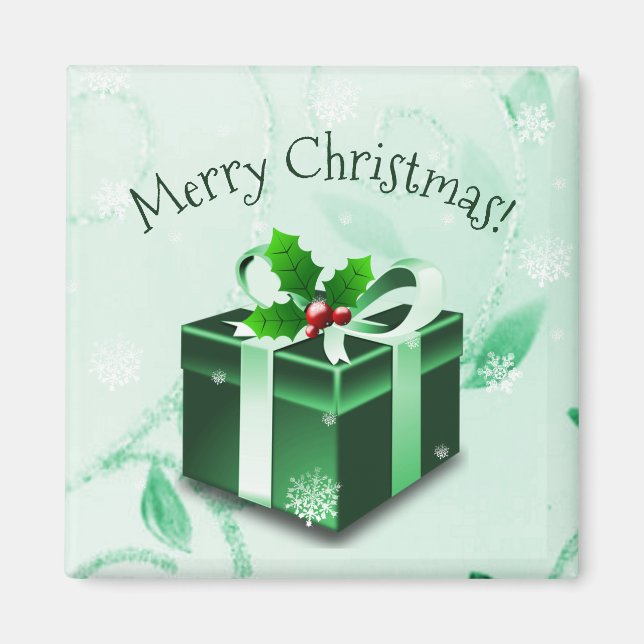 Imã Magneta de presentes de Natal Verde (Frente)