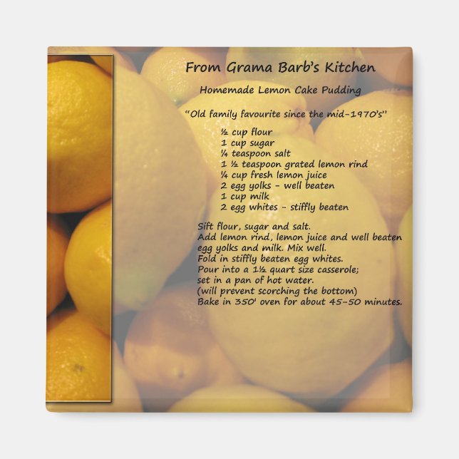 Imã Magneta de receitas de lêmon (Frente)