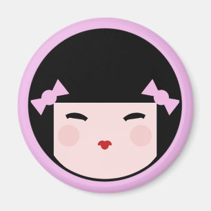 Imã Magneta de rosto da boneca Kokeshi