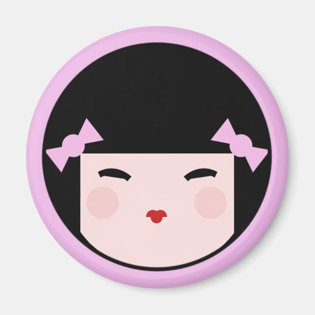 Imã Magneta de rosto da boneca Kokeshi (Frente)